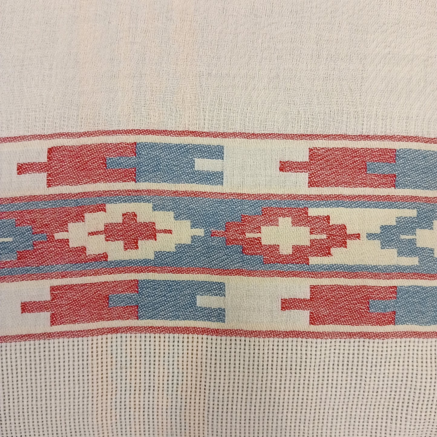 Self jacquard shawl with on Ikkat border
