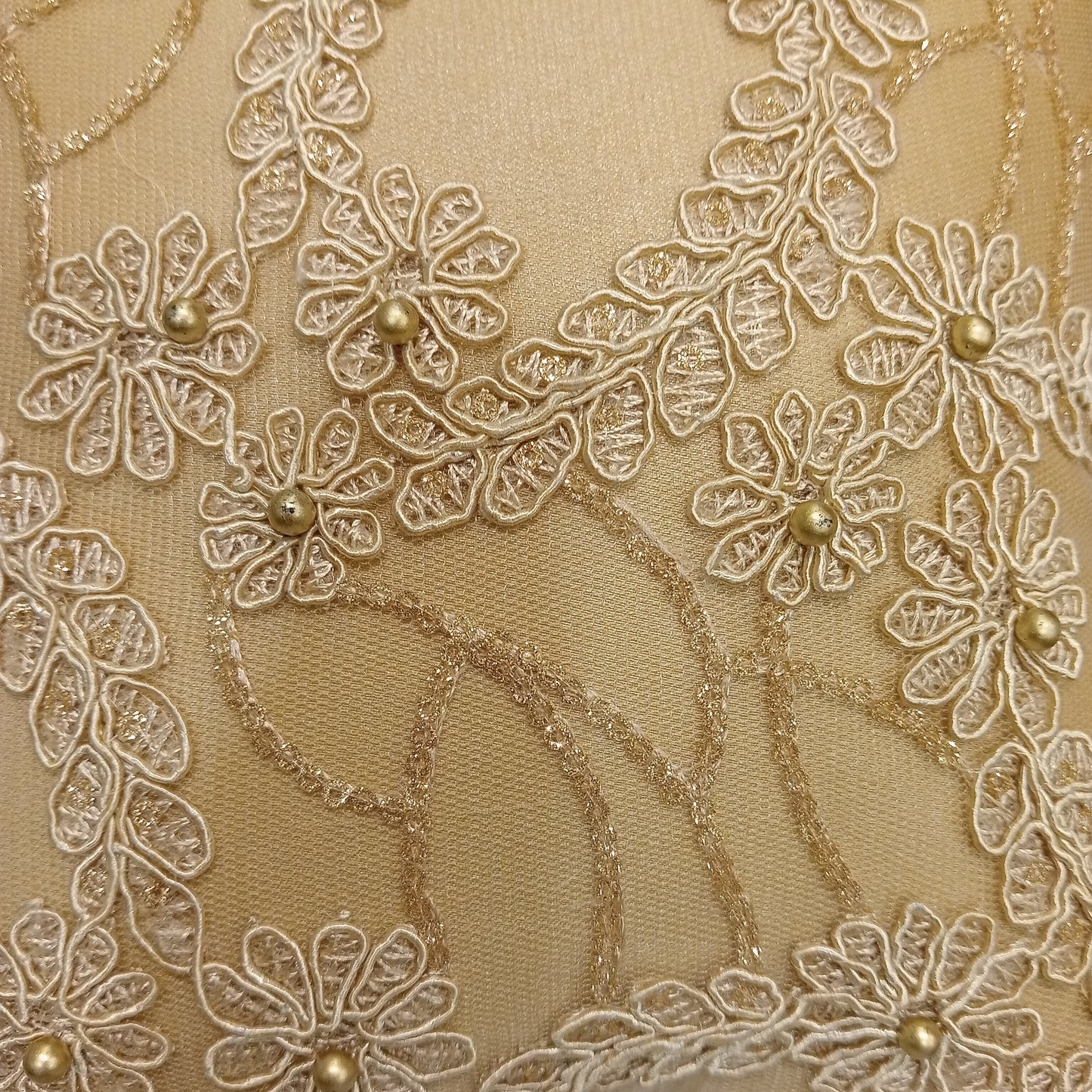 Embroidered floral design with pearls Cushion cover