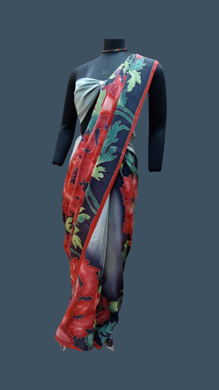 Pure crepe French hand painted saree