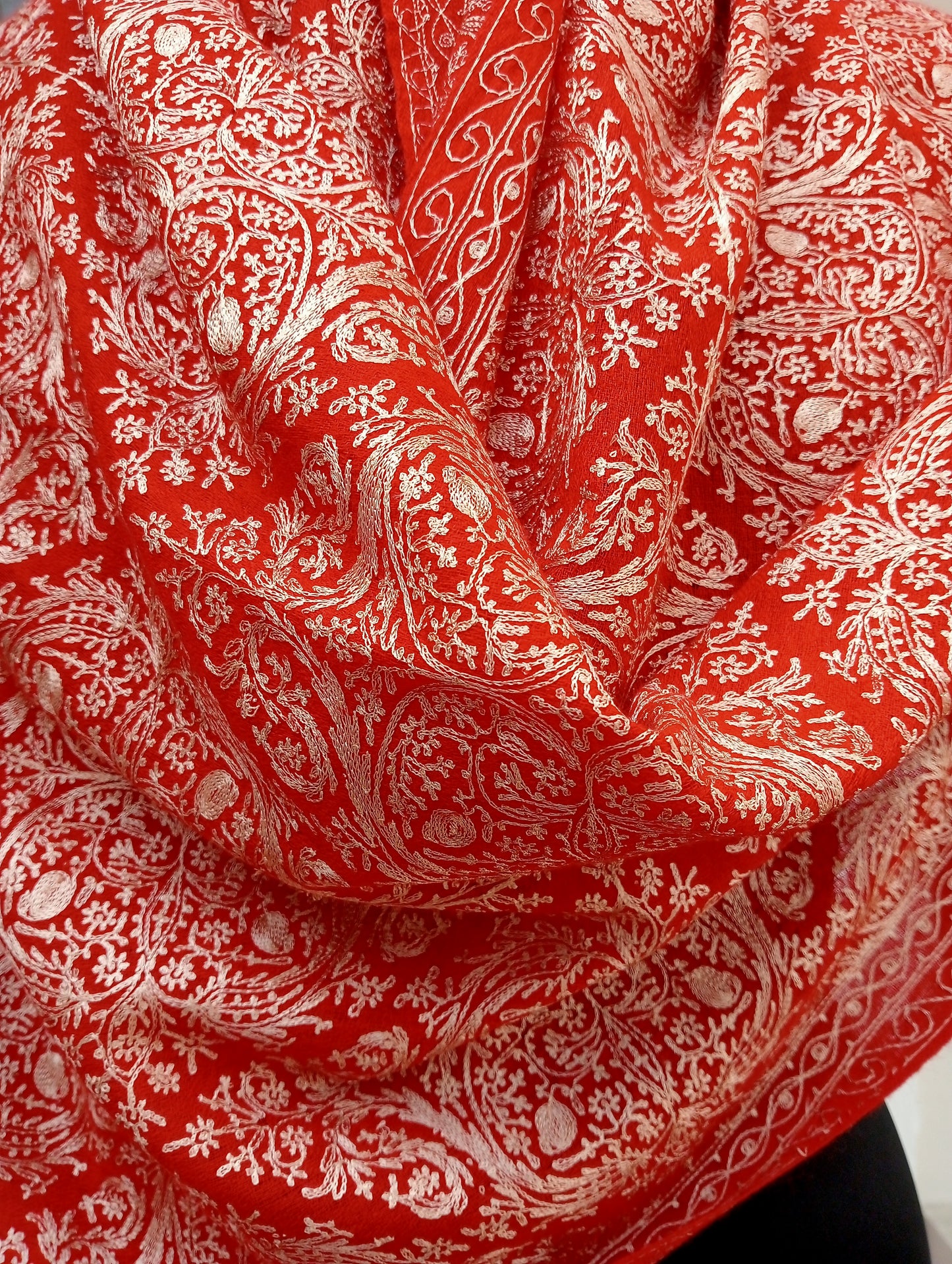 Red embroidered Stole