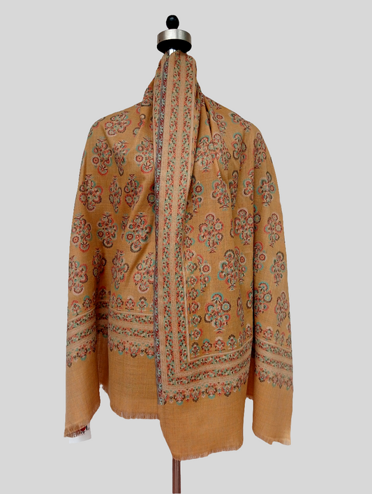 Woven jamawar stole - mustard