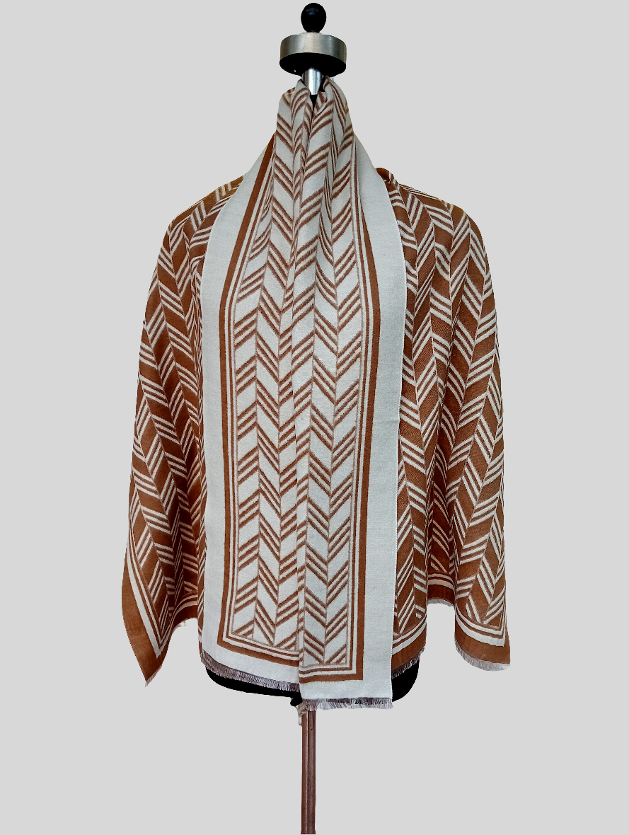 Silk wool Geometric design reversible stole