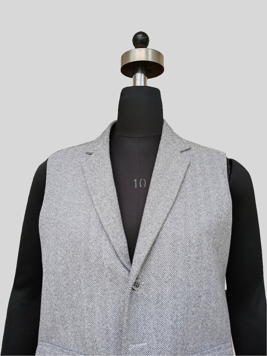 Fine wool herringbone jacket