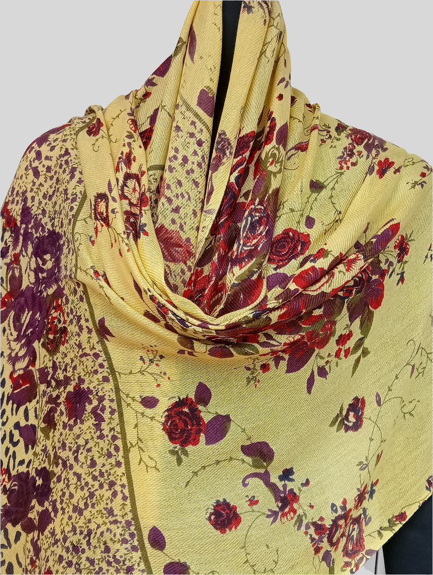 Silk wool digital print stole