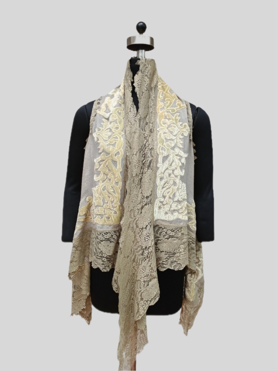 Super Fine wool velvet Applique work lace jacket