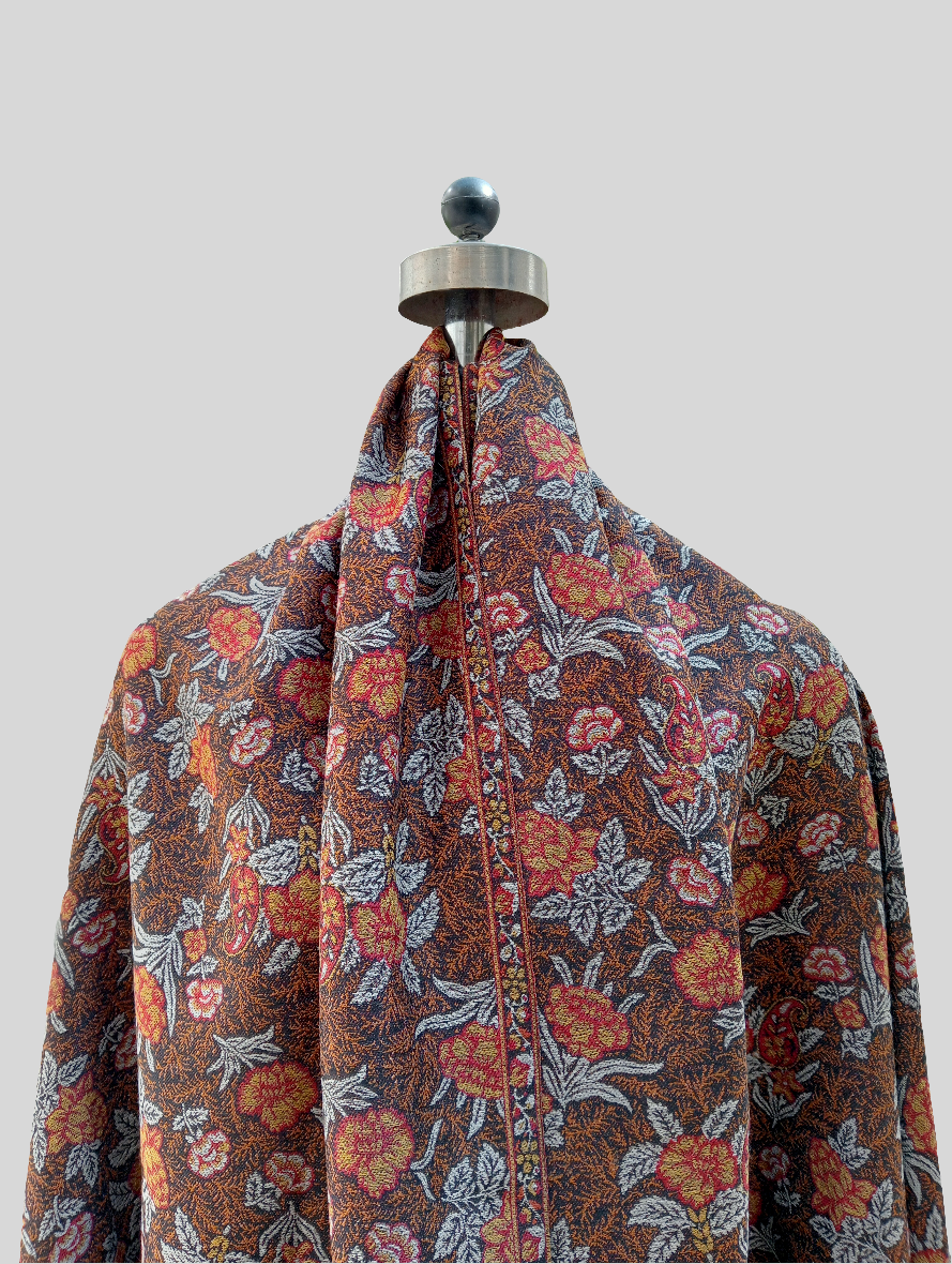 Orange Floral flower print shawl
