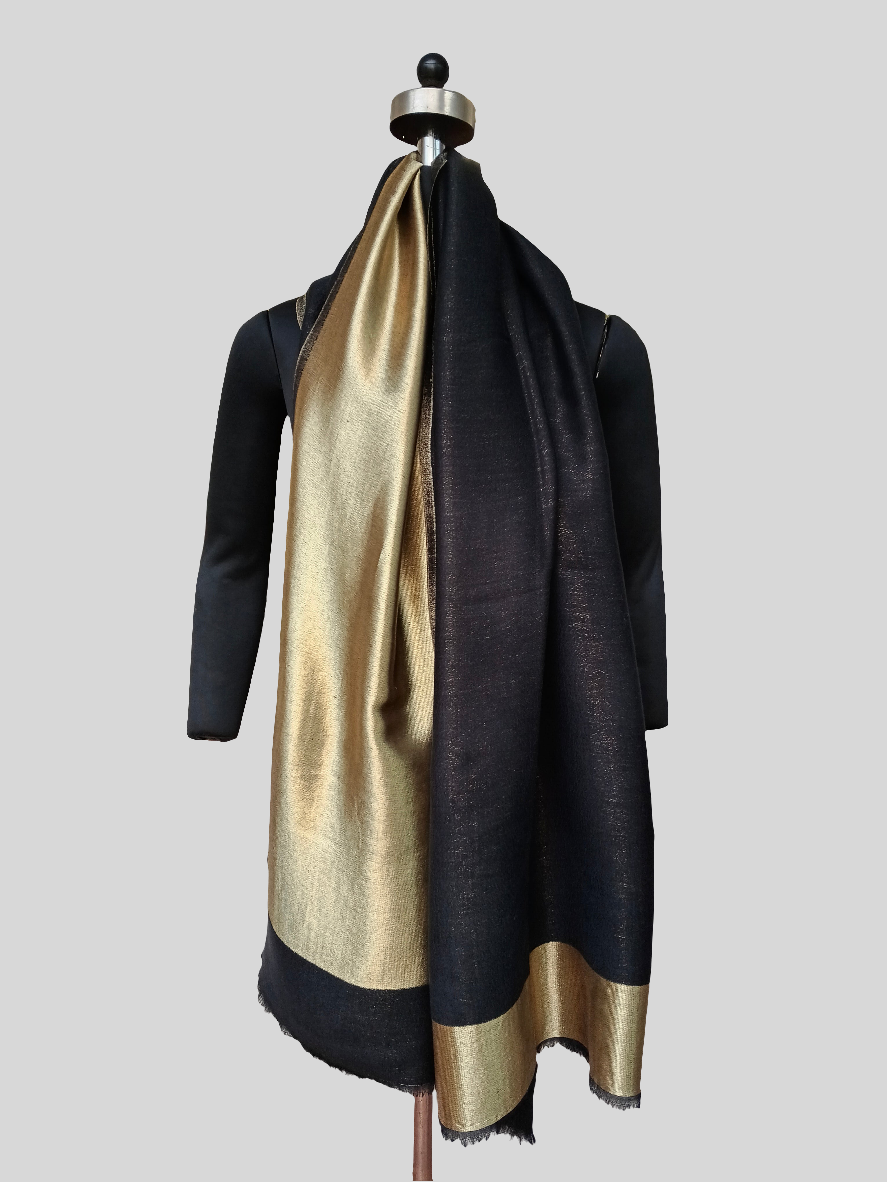 Ladies Silk wool zari reversible stole