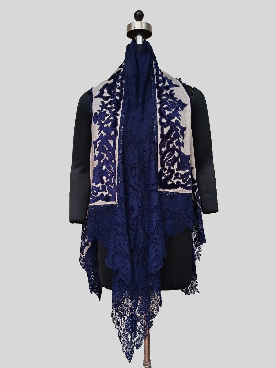 Super Fine wool velvet Applique work lace jacket