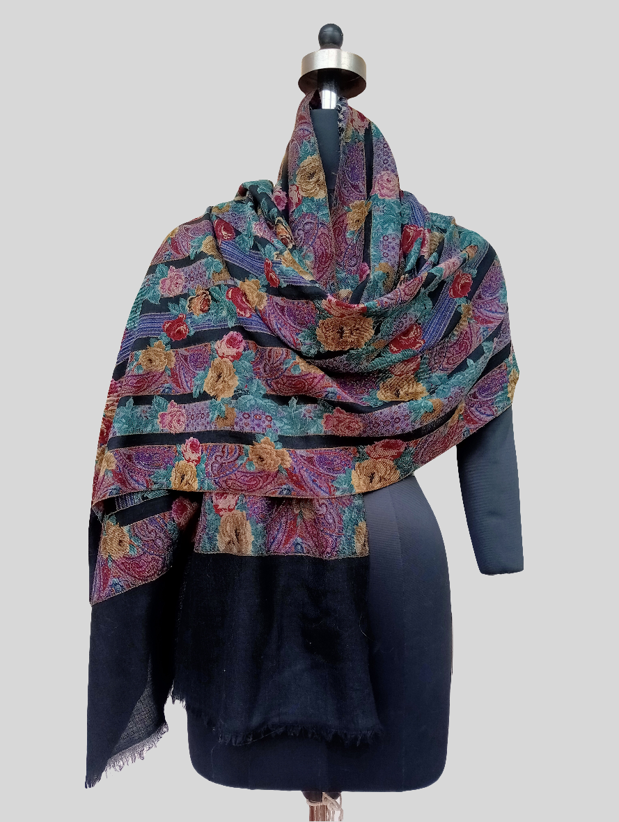 Floral woven jamawar stole