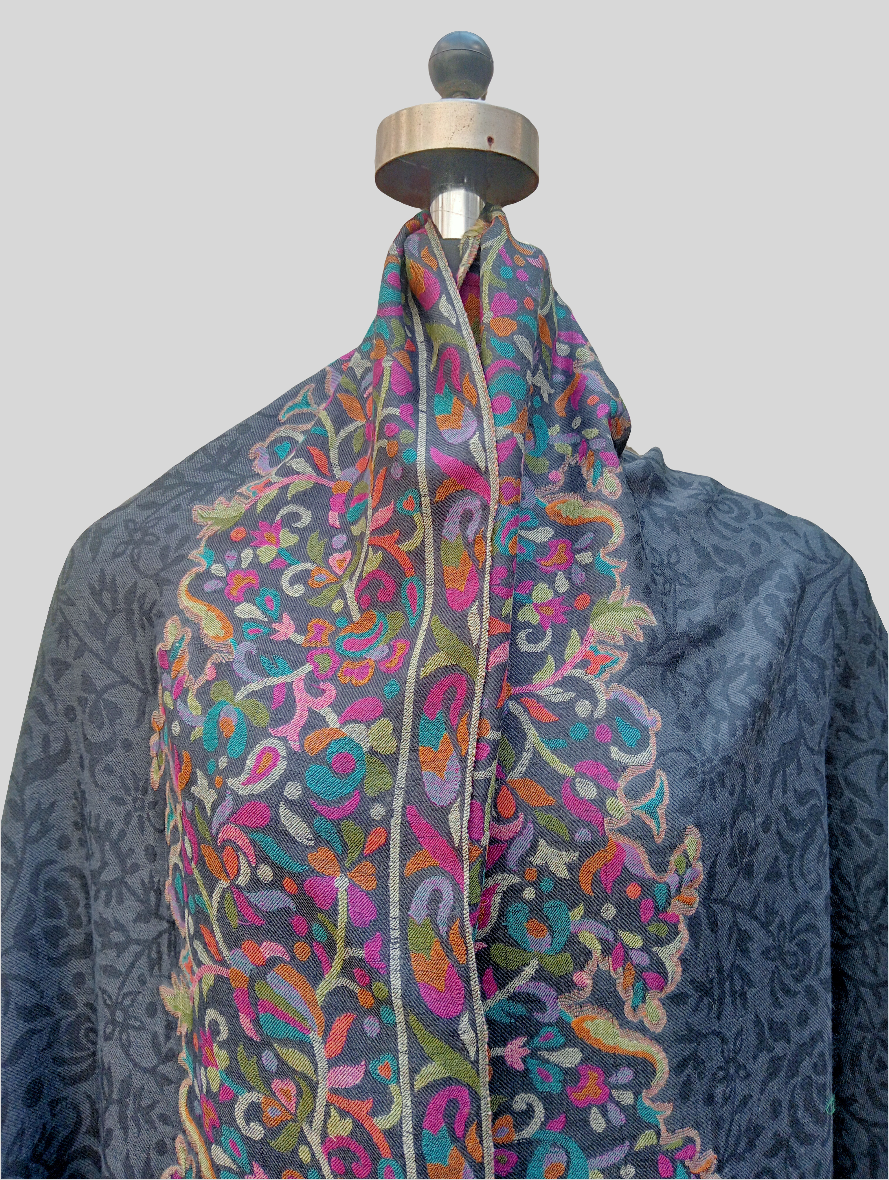 Self jacquard multicolour Ambi shawl