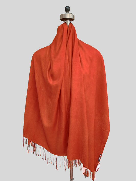Silk wool stole with tassels