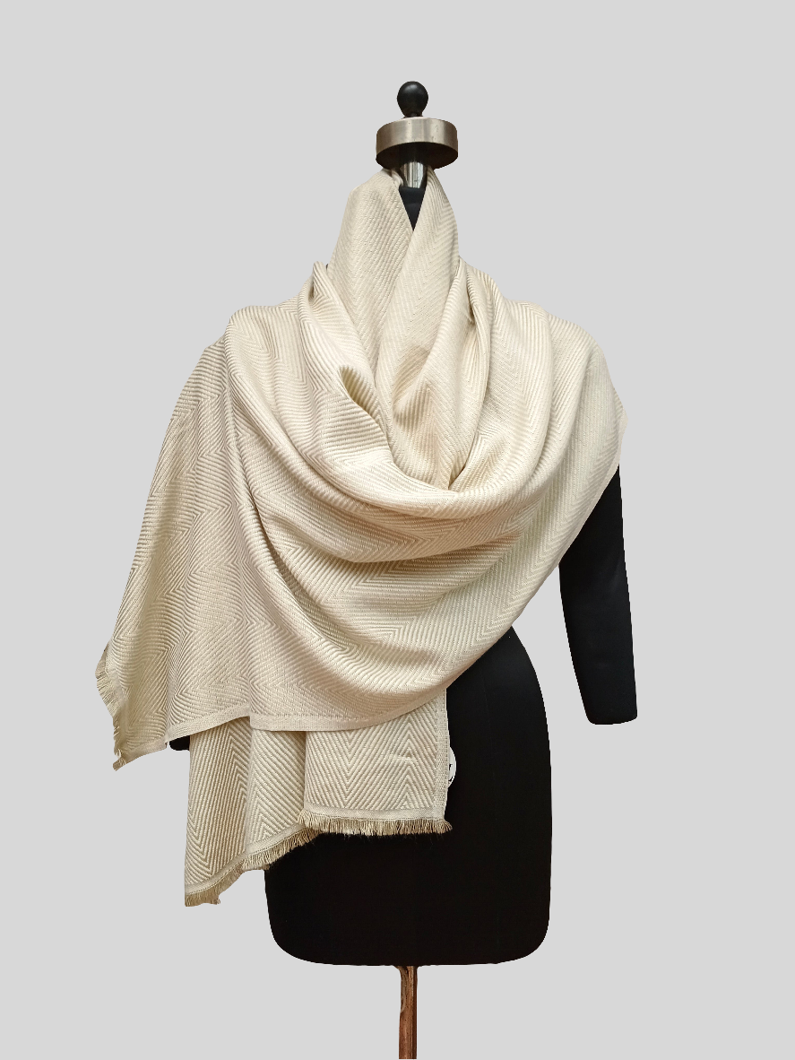 Herringbone with Self fringe Stole