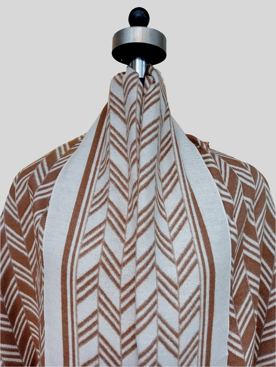 Silk wool Geometric design reversible stole