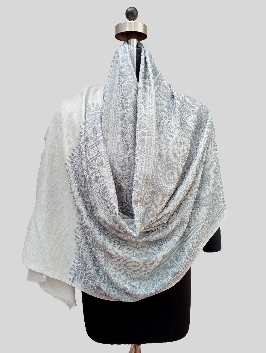 Grey embroidery stole
