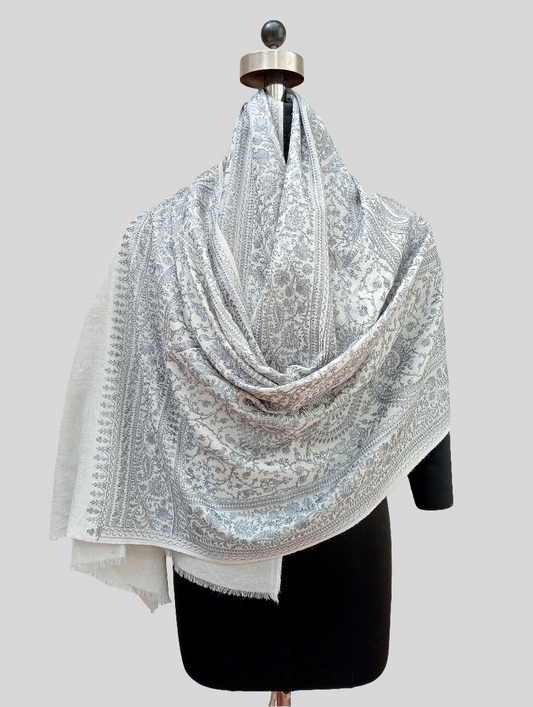 Grey embroidery stole