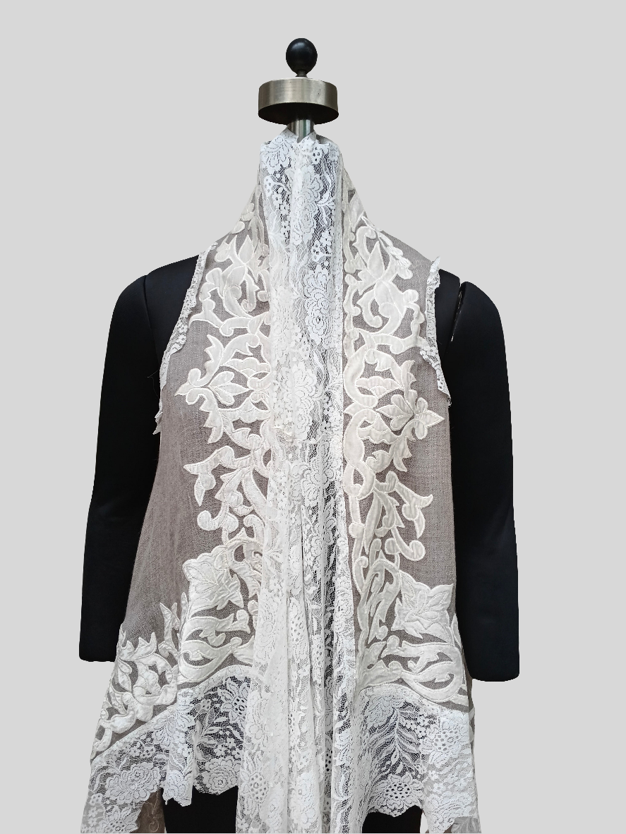 Super Fine wool velvet Applique work lace jacket