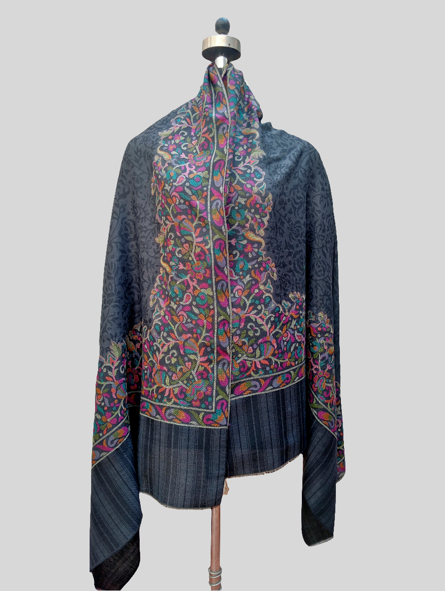 Self jacquard multicolour Ambi shawl