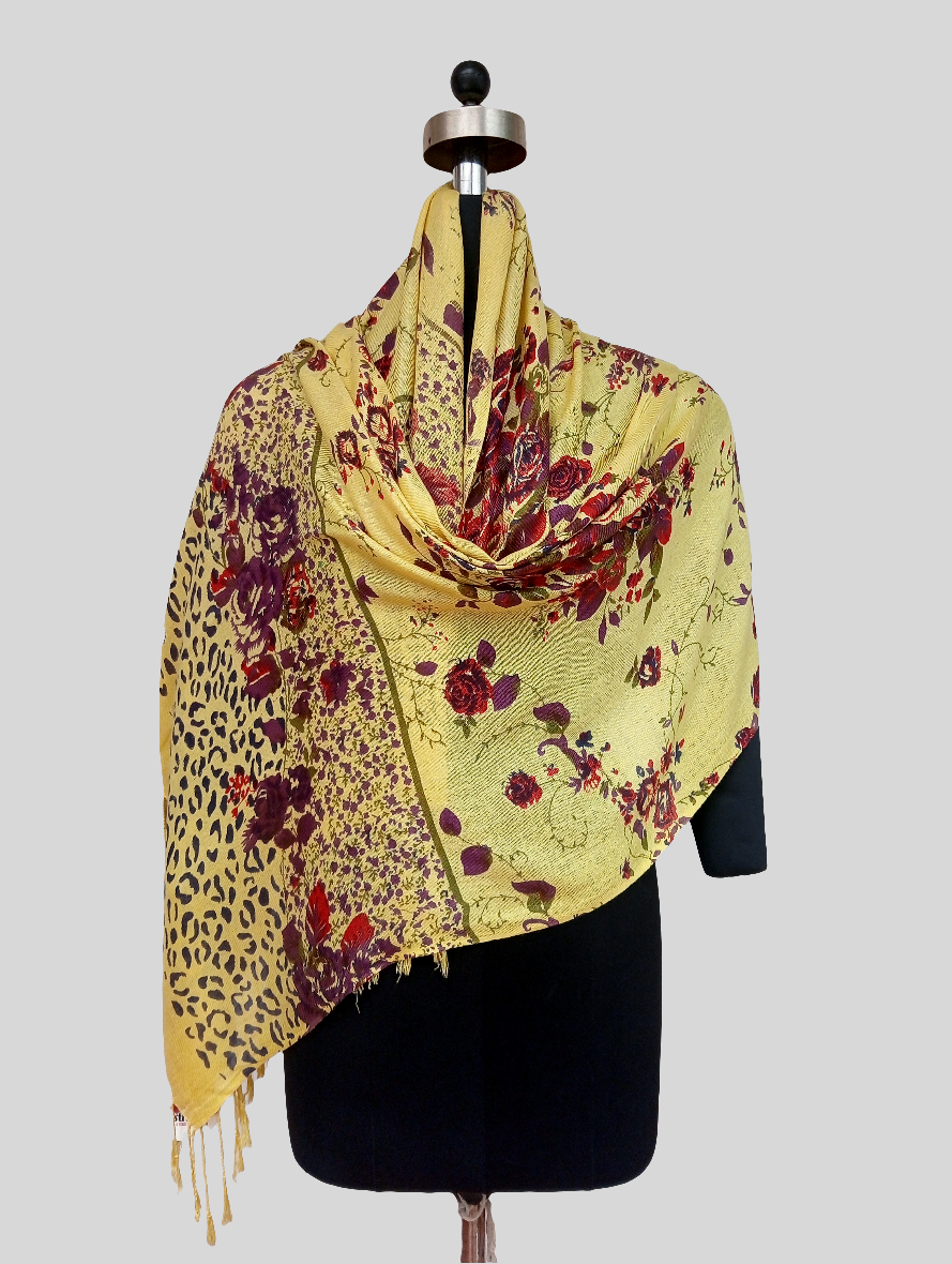 Silk wool digital print stole