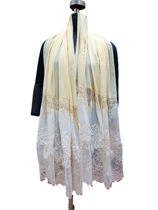 Georgette dupatta with velvet applique work
