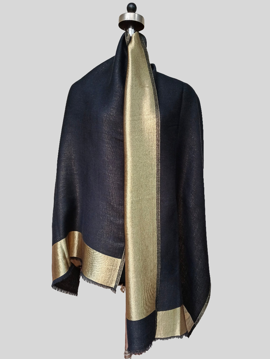 Ladies Silk wool zari reversible stole