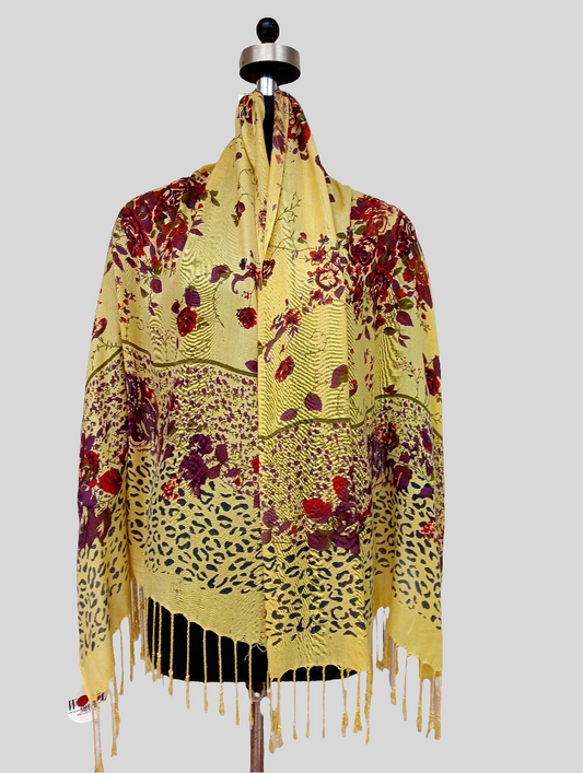 Silk wool digital print stole