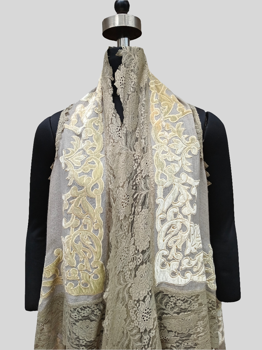 Super Fine wool velvet Applique work lace jacket
