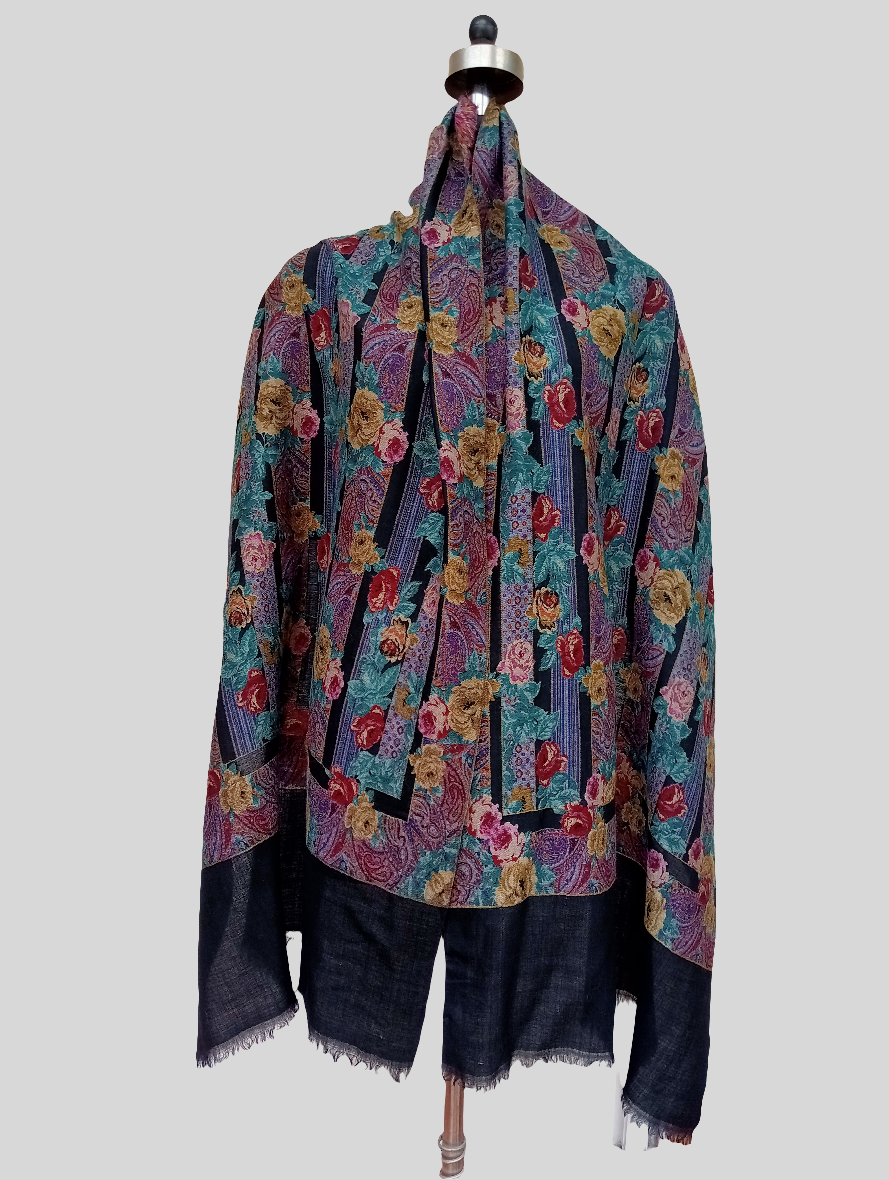 Floral woven jamawar stole