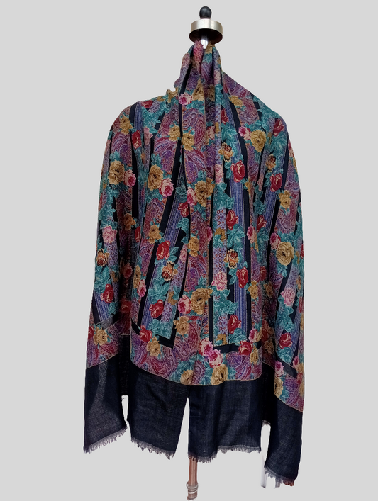 Floral woven jamawar stole