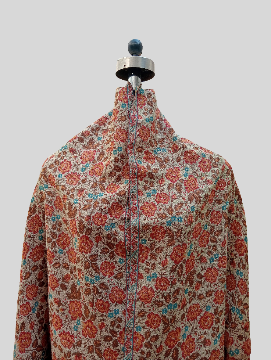 Floral orange flower print shawl