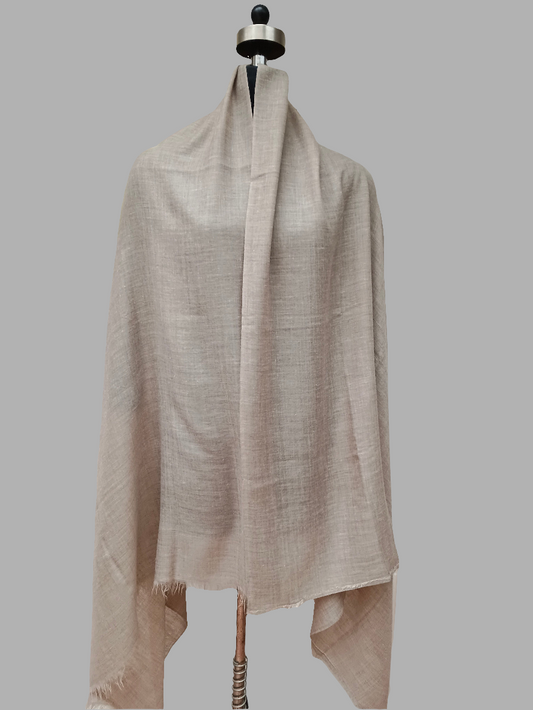 Hand made Pure pashmina plain beige shawl
