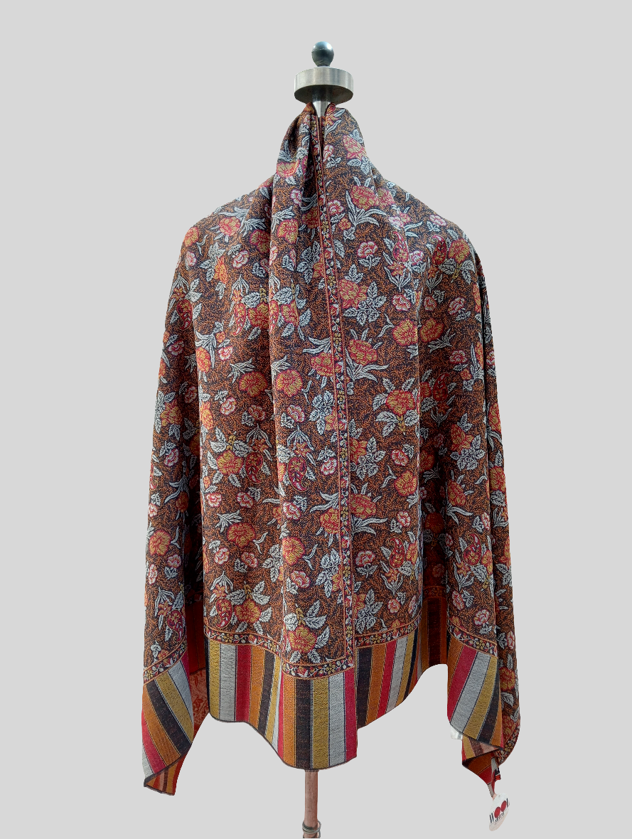 Orange Floral flower print shawl