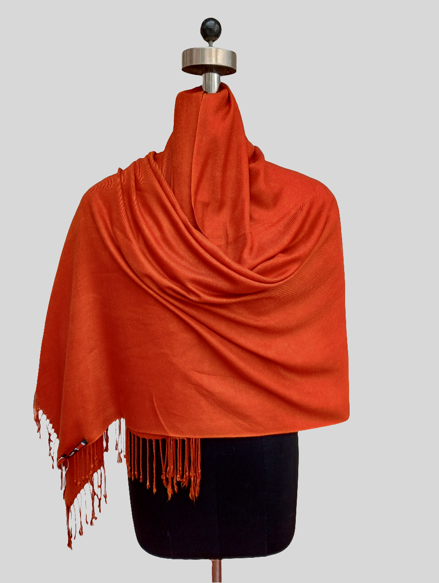Silk wool stole with tassels