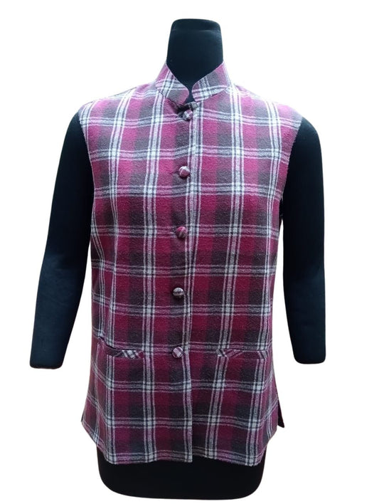 Fine wool checks jacket ( Red )