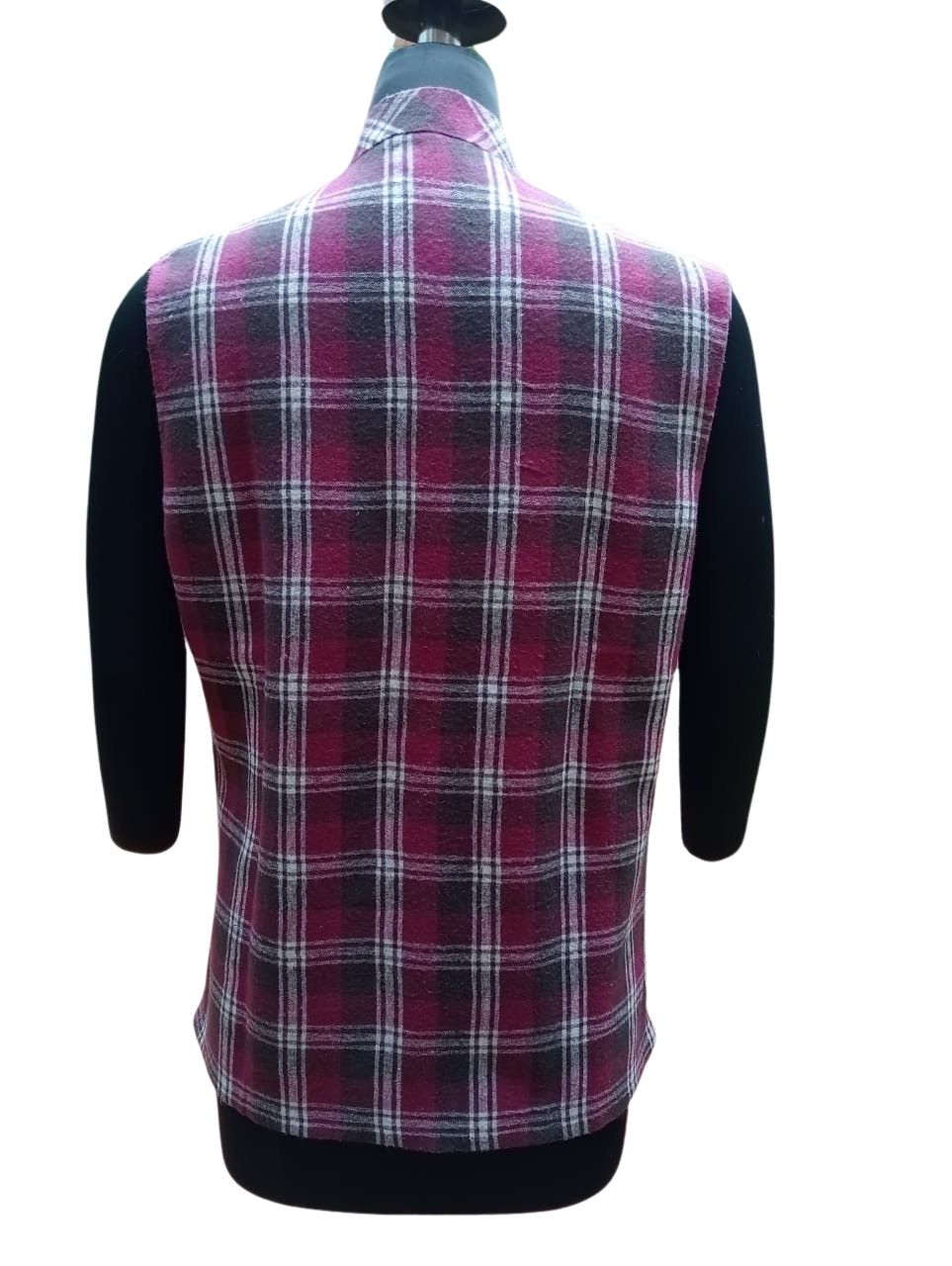 Fine wool checks jacket ( Red )