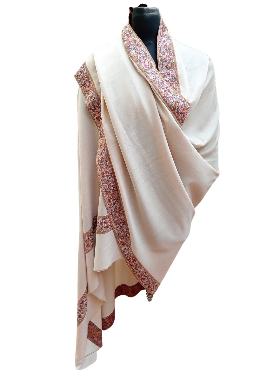 Fine wool men's shawl with a woven jamawar