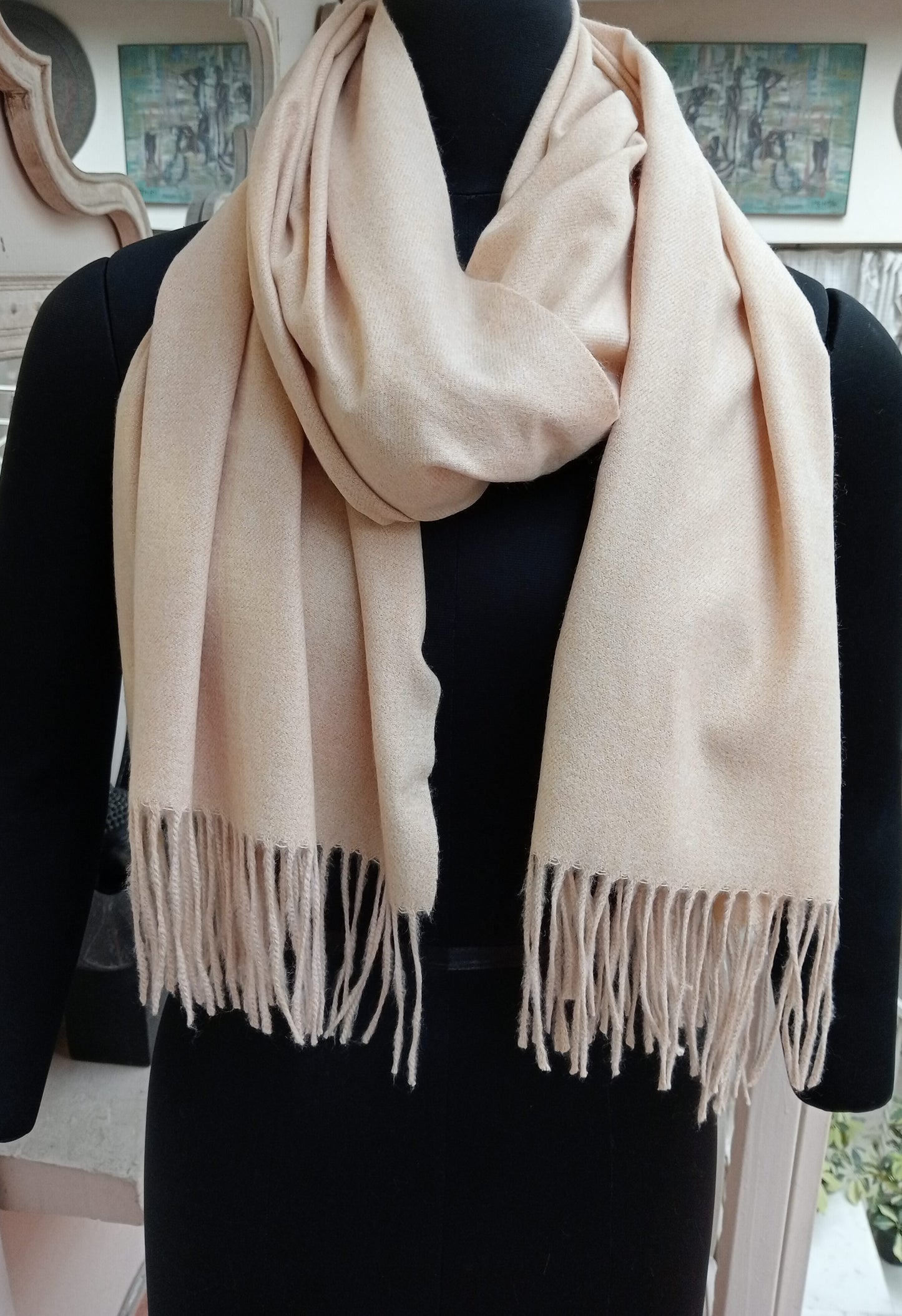 Pure wool stole with tassels