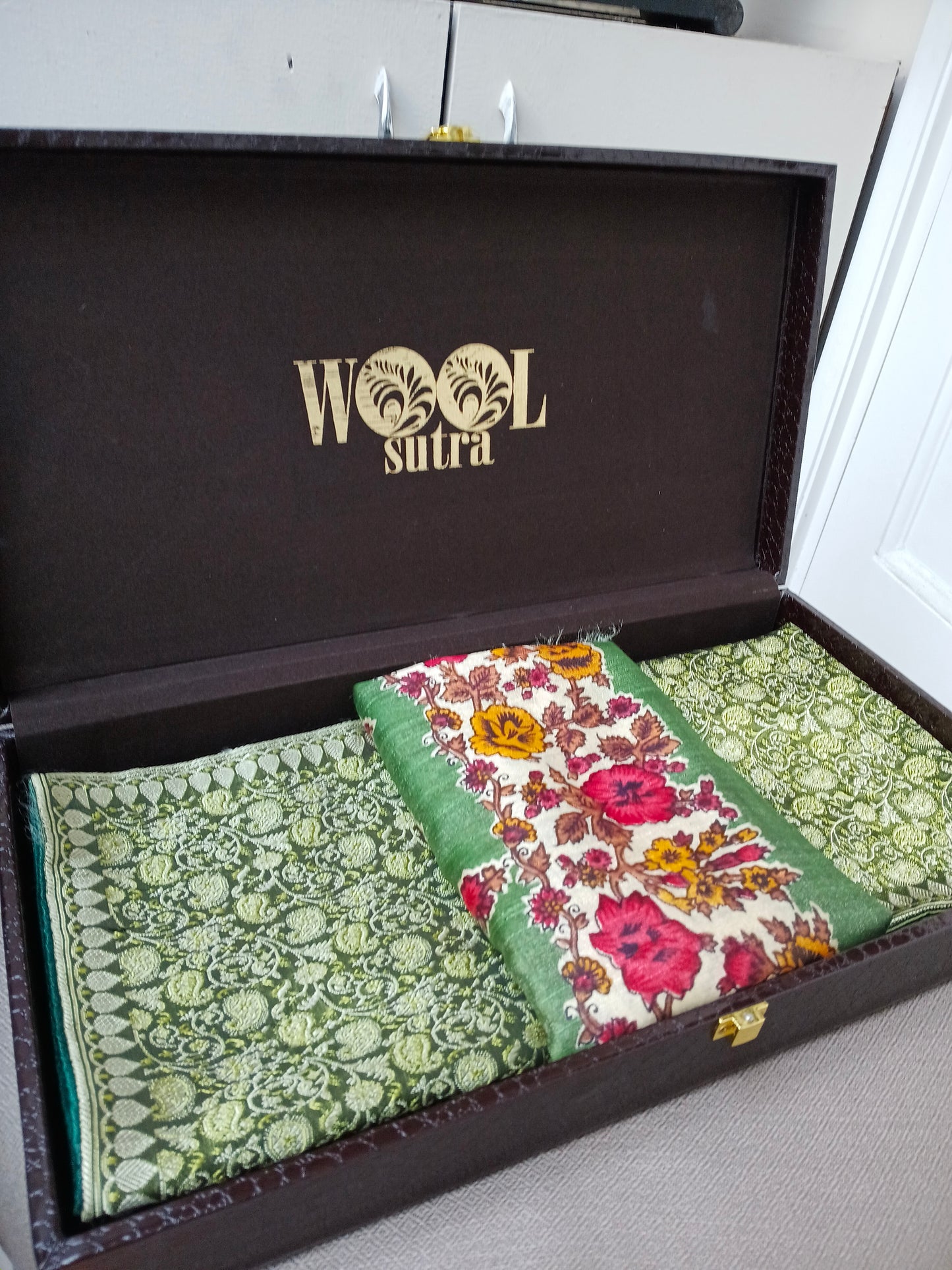 Brocade Ambi design cushion cover + khadi silk stole Combo box