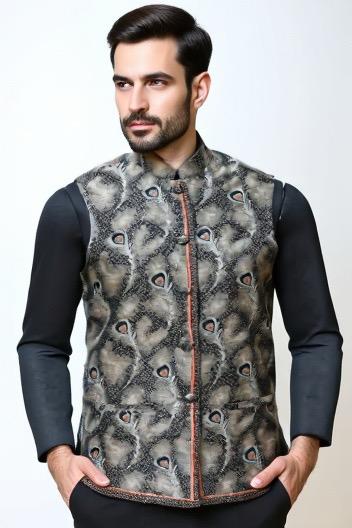 Unisex Peacock Feather Jacket - Grey