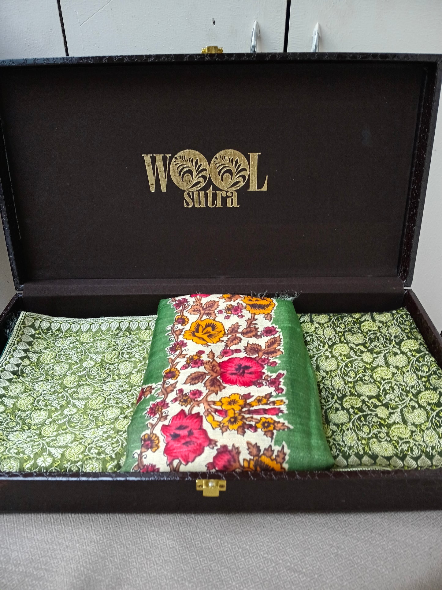 Brocade Ambi design cushion cover + khadi silk stole Combo box