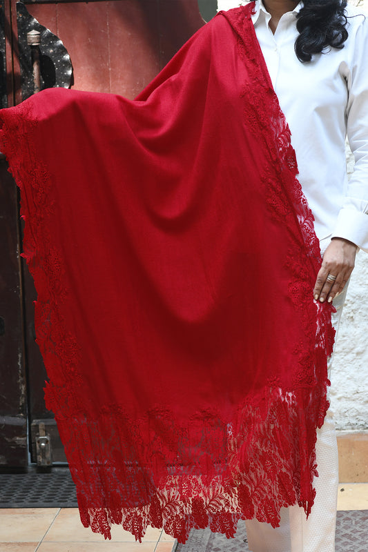 4 Sided Lace Stole - Red