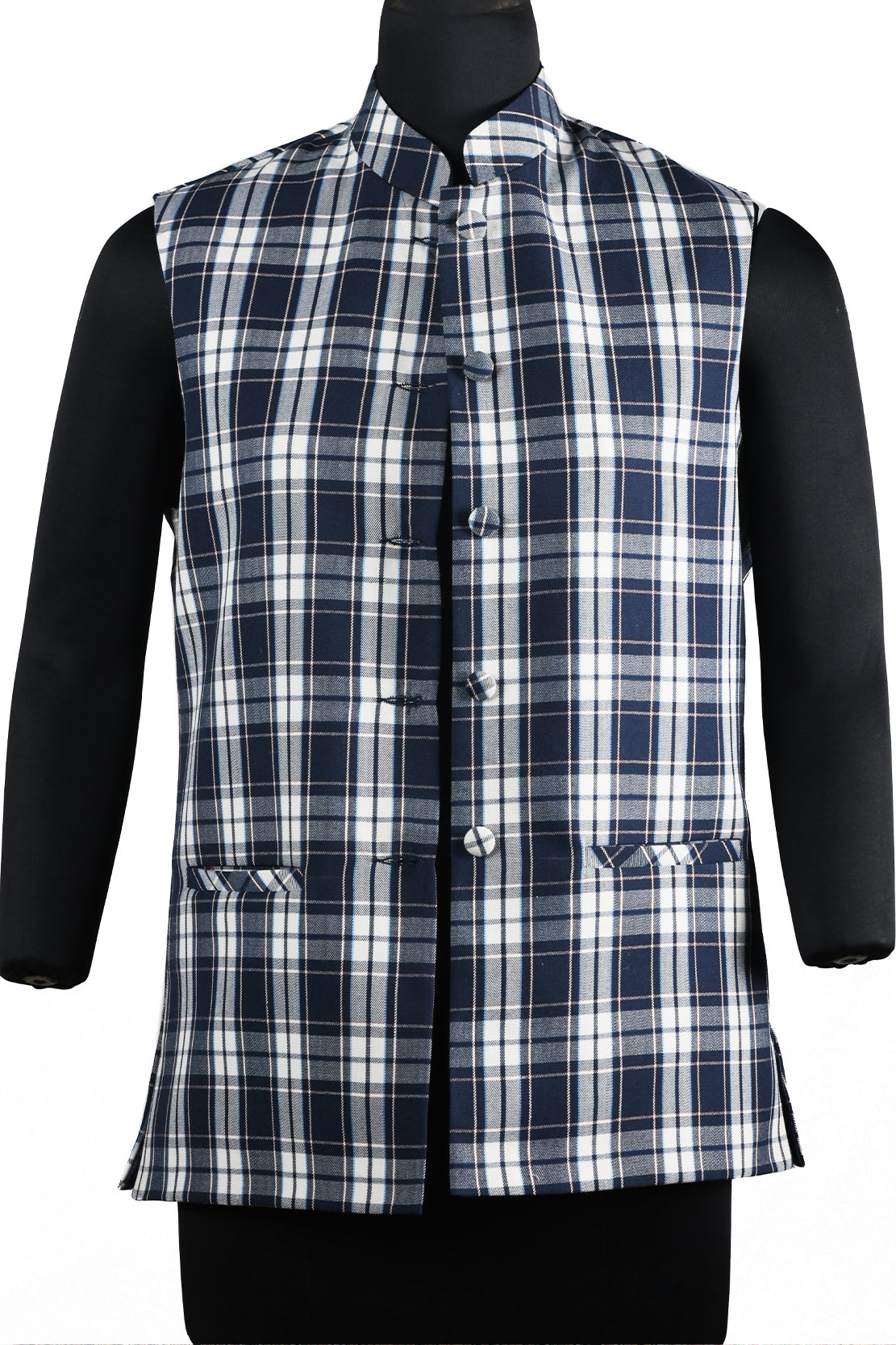 Unisex Check Terricot Jacket - Blue & White