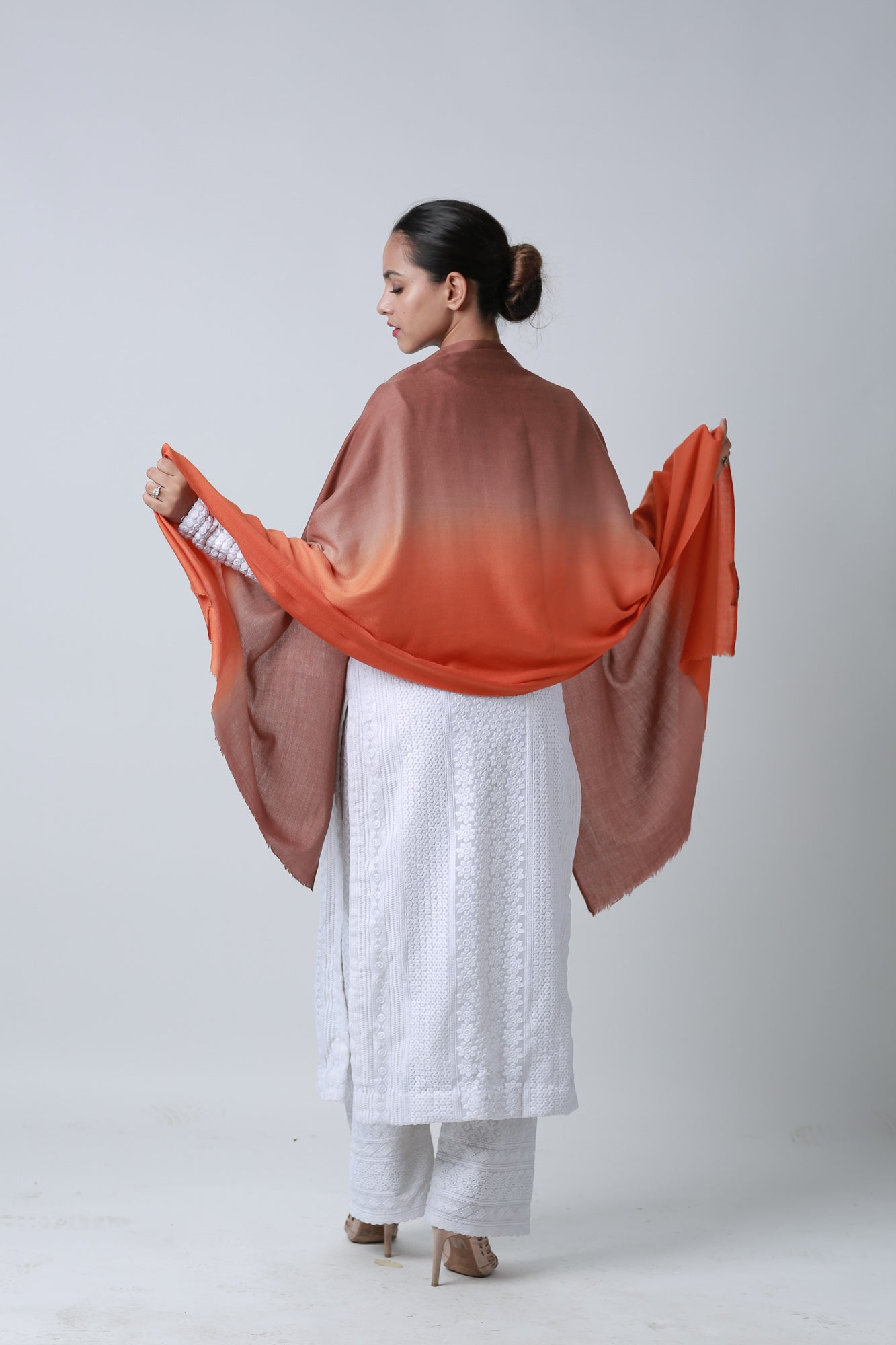 Double Shaded Stole - Orange / Brown