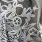 Lace Stole With Velvet Appliqué Work - White