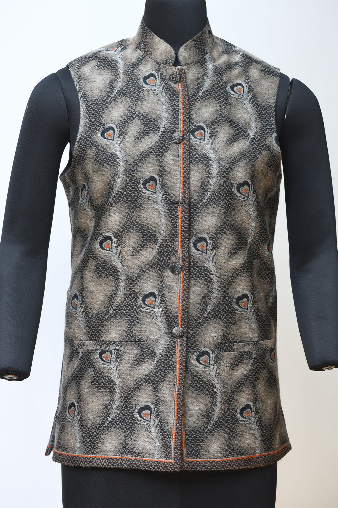 Unisex Peacock Feather Jacket - Grey