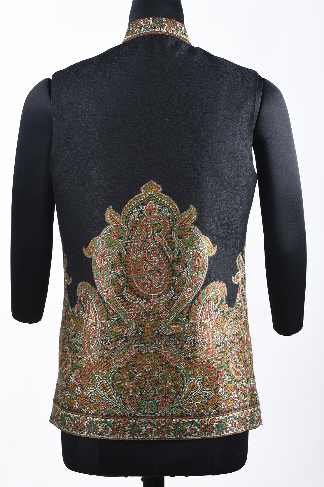 Unisex Self Jacquard Jamawar Jacket - Black