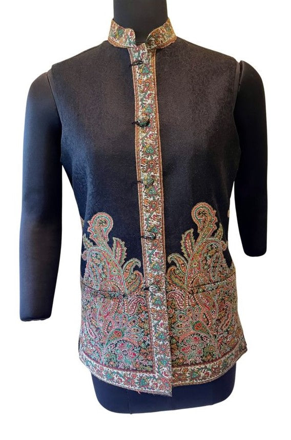 Unisex Self Jacquard Jamawar Jacket - Black