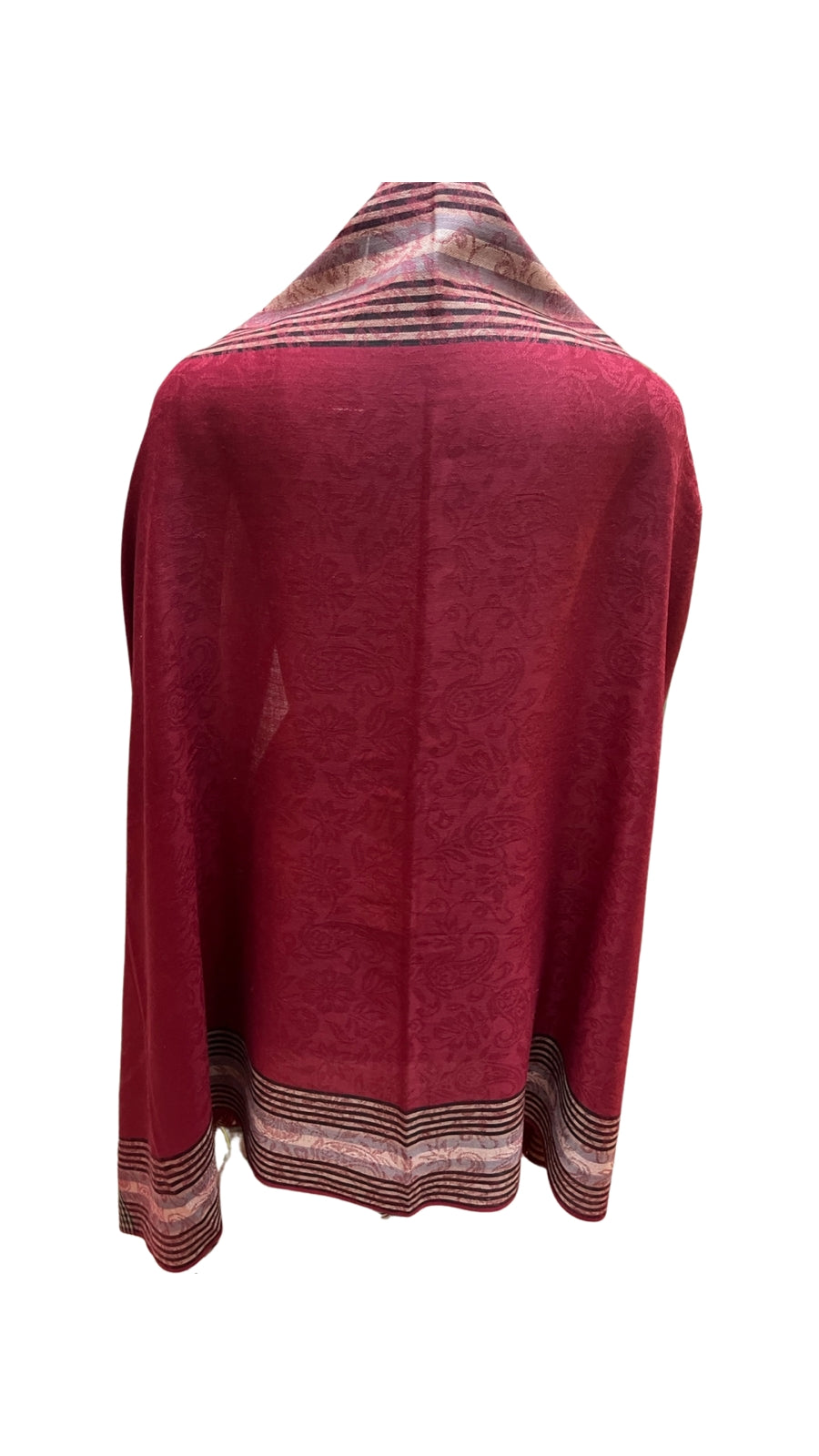 Red Jacquard Stripe Shawl - Red