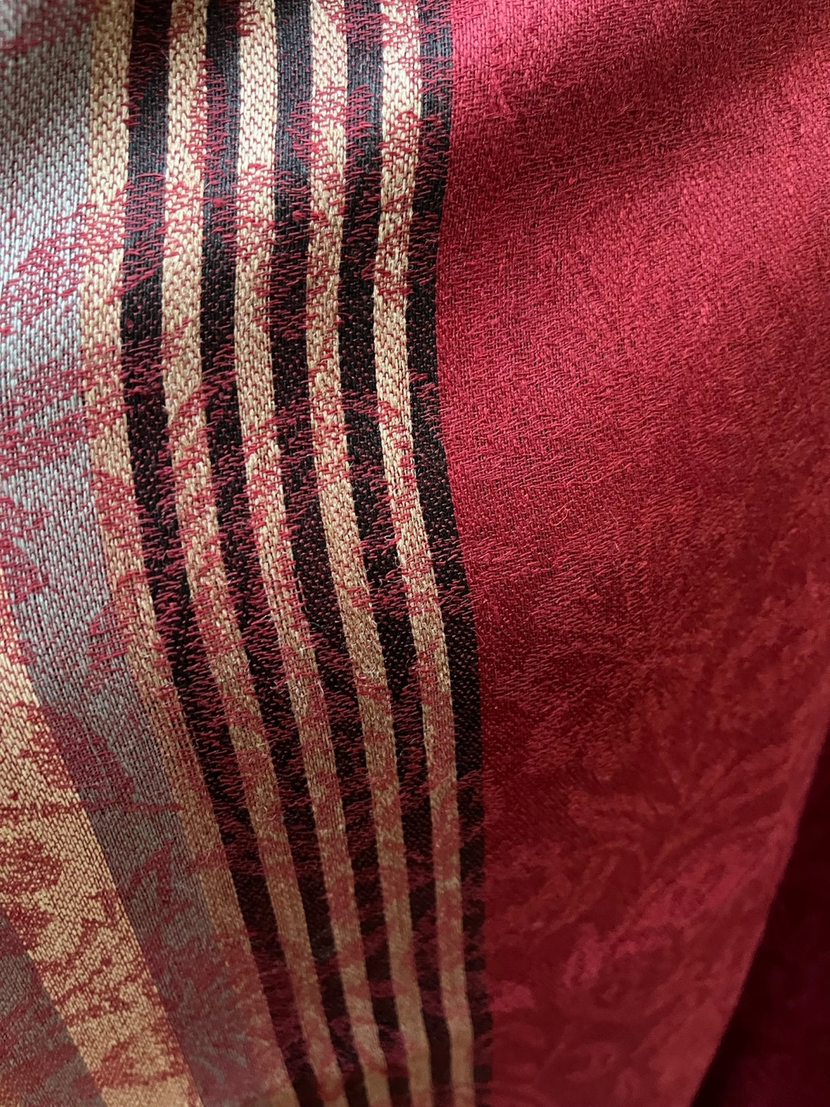 Red Jacquard Stripe Shawl - Red