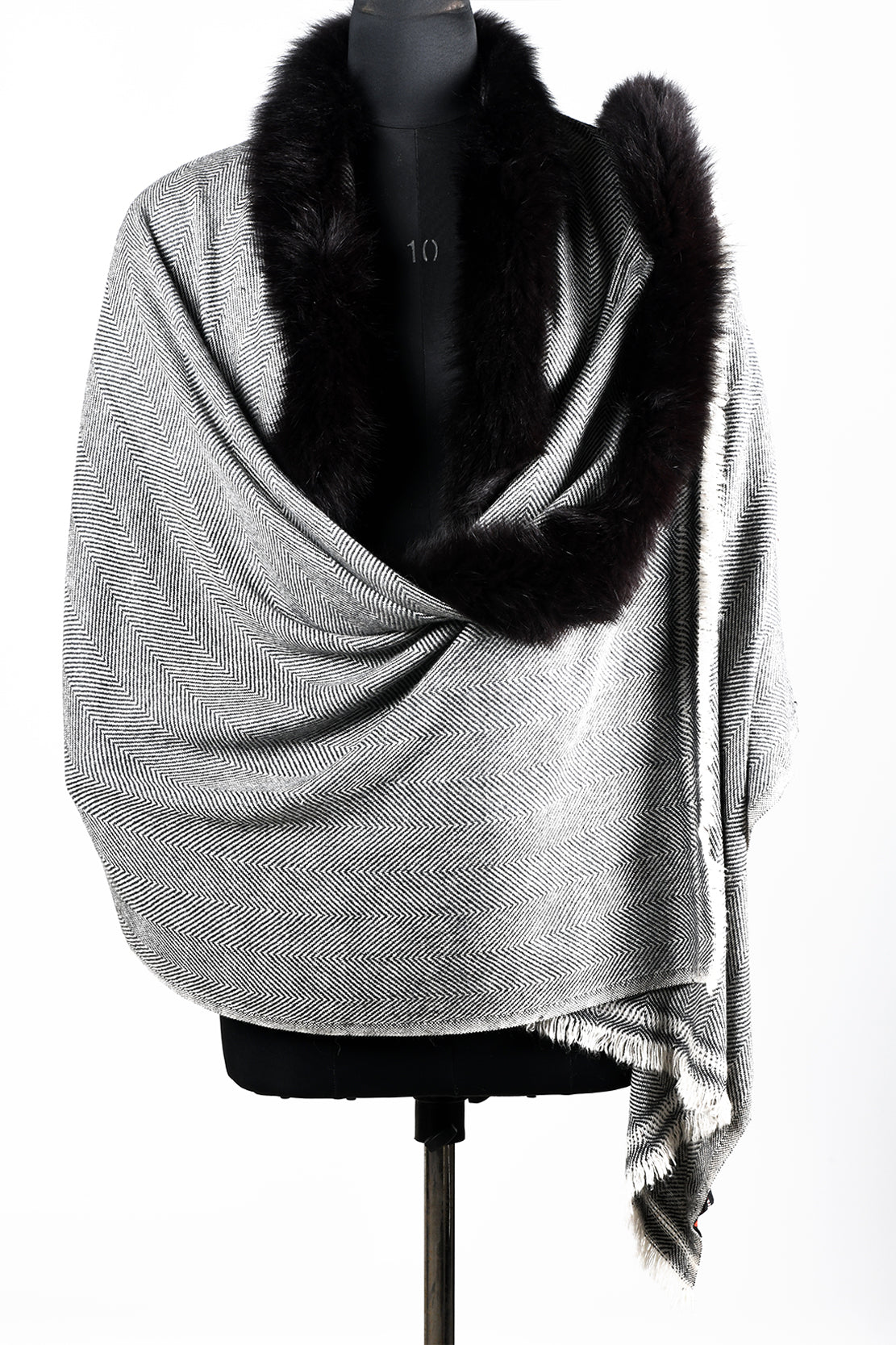 Herringbone Fur Stole - Black