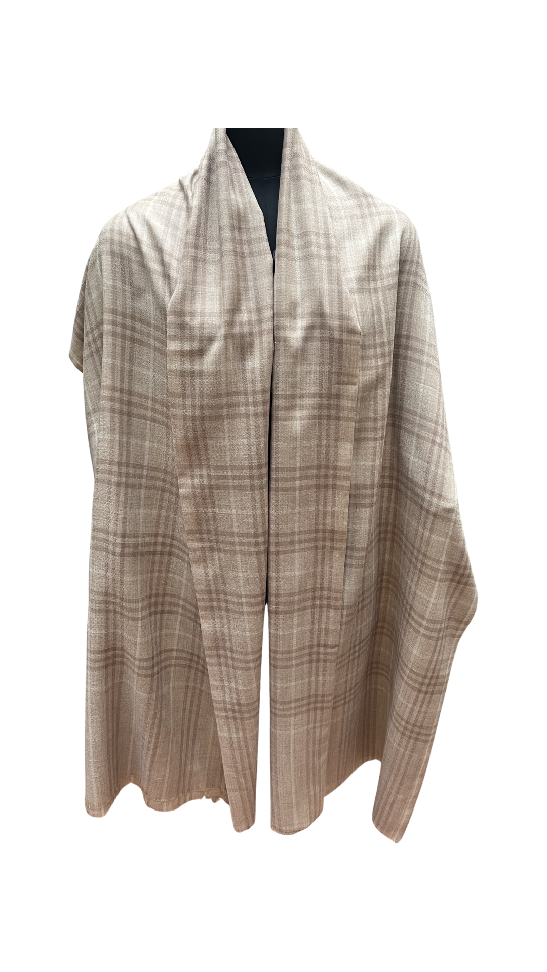 Mens Checked Beige Shawl - Beige